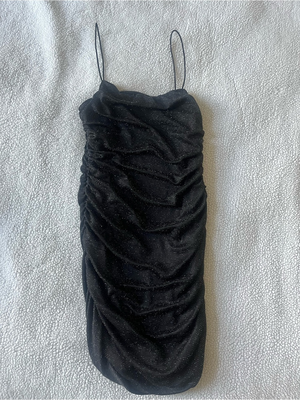 Princess Polly Black Ruched Shimmer Mini Dress Size US 10